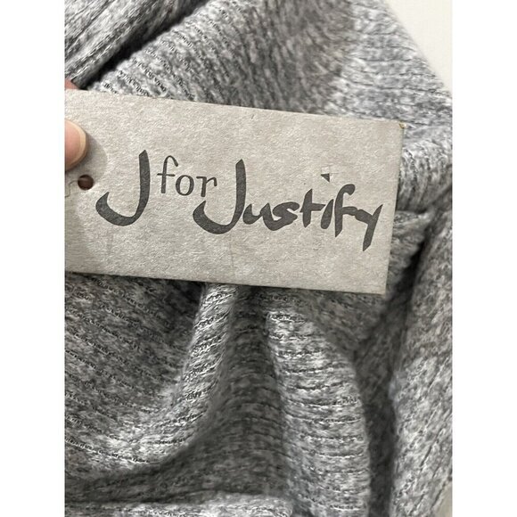 J For Justify Sweater Dress Cowl Neck Ribbed Puff Sleeve Gray Size XL - Picture 8 of 12